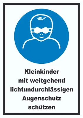Produktbild von Kleinkinder mit weitgehend lichtundurchlässige Augenschutz schützen Schild A3 Rückseite selbstklebend