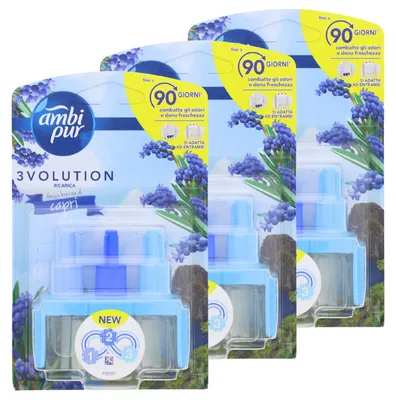 Produktbild von 3 x Ambi Pur 3Volution Capri Brise Lufterfrischer jeweils 20ml Nachfüller Raumduft Frischeduft