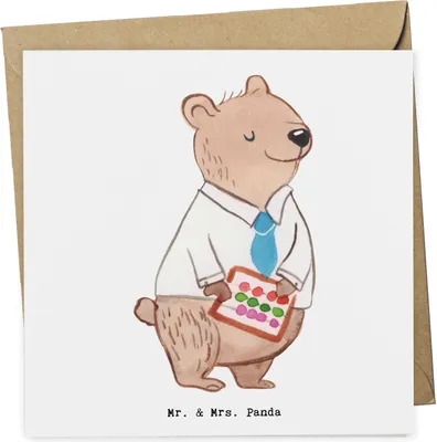 Produktbild von Mr. & Mrs. Panda Grußkarte Bürokaufmann Herz - Weiß - Geschenk, anlasskarte, faltkarte, Klappkarte, Kaufmann für Büromanagement, Bürojob, Homeoffice, Glückwunschkarte