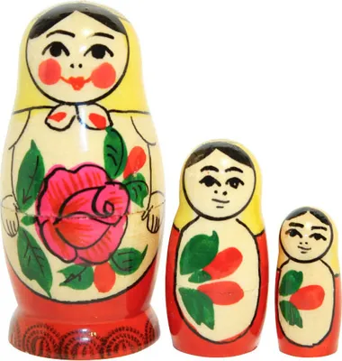 Produktbild von Semenovskaya Rossijanotschka Matrjoschka Matröschka Matroschka Babuschka 7cm Höhe - 3 Holz-Puppen - klassisch Матрёшка