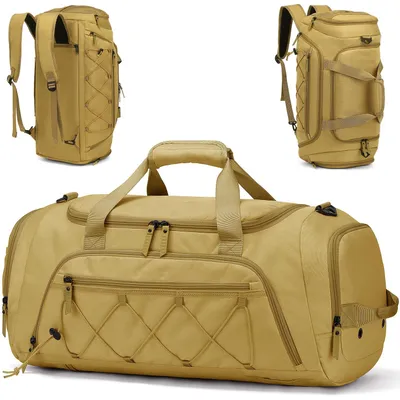 Image de Sac de sport avec compartiment à chaussures, 40 litres, imperméable, couleur marron, idéal pour le fitness et les voyages