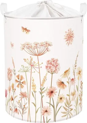 Obrázek produktu pro Bohemian Large Flowers Plants Bear Giraffe Prádelní koš s víkem pro chlapce a dívky – úložný koš do dětského pokoje a koupelny