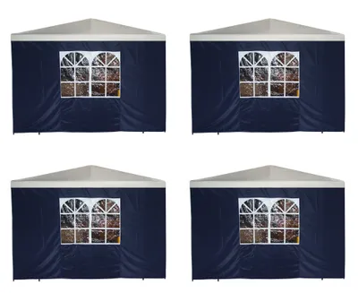Produktbild von DEGAMO Pavillon Seitenwände mit Fenster, 3x1,9m, Polyester blau, 4er Set