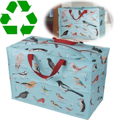 Produktbild von LS-LebenStil XXL Jumbo Bag Garden Birds 55cm ️ Recycled faltbar Einkaufstasche Unterbettkommode Aufbewahrungstasche Kleidung Bettdecken Kissen