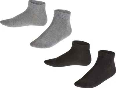 Produktbild von FALKE Kinder Sneakersocken, 2er Pack - Happy, Kurzsocken, einfarbig Schwarz/Grau 23-26
