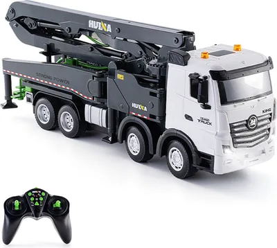 Produktbild von Betonpumpen-LKW-Spielzeug, 2,4-G-Fernbedienung, Baufahrzeuge aus Druckguss mit funktionierender Wasserpumpe, Lichtern und Geraeuschen fuer Jungen und Kinder