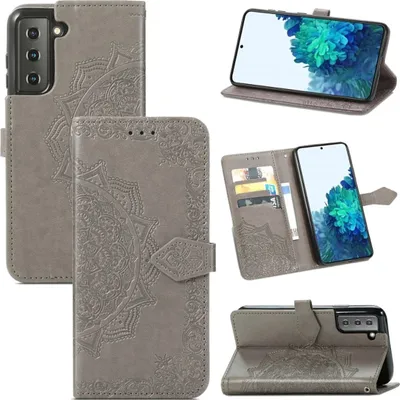 Produktbild von König Design Hülle kompatibel mit Samsung Galaxy S22 5G Kunstleder Handyhülle - Handy Case Grau