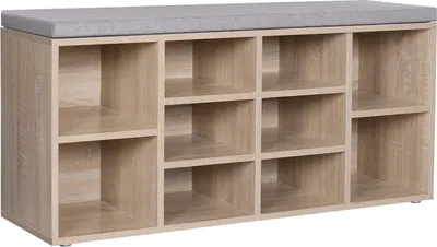 Produktbild von VASAGLE LHS10NL Schuhbank Schuhablage Schuhablage Sofa 10 Fächer mit Deckel für Eingangsbereich Flur Schlafzimmer 104 x 30 x 48 cm Holzoptik