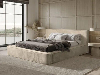 Produktbild von Polsterbett Doppelbett MODESTO 160x200cm in Stoff Lincoln Beige