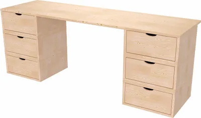 Immagine prodotto di Scrivania in legno massello 6 cassetti Cubo - Vernice naturale