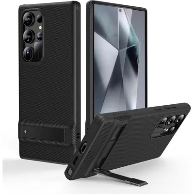 Productafbeelding van Beschermhoes met standaard voor de Samsung Galaxy S24 Ultra, valbescherming, 3 standen, zwart