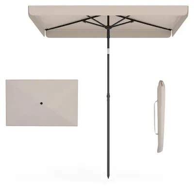 Immagine prodotto di Ombrellone KOMFOTTEU 200 x 130 cm, ombrellone rettangolare da balcone con angolo di inclinazione di 30°, ombrellone da giardino pieghevole con 4 stecche e borsa per il trasporto, ombrellone da mercato per terrazza, giardino e balcone, senza base