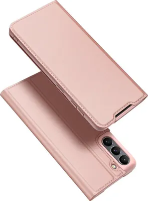 A rose gold colored phone case is shown in a studio shot against a white background.