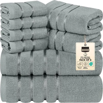 Produktbild von PromoHome® 8-teiliges Luxus-Handtuchset mit 2 Badetüchern, 2 Handtüchern und 4 Waschlappen – Sehr saugfähige Baumwollhandtücher mit