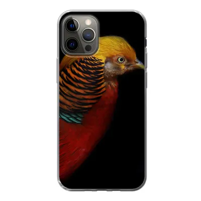 Produktbild von MuchoWow® Handyhülle Schutzhülle Hülle für iPhone 12 Pro Vogel - Federn - Schwarz - Porträt Silikon Softcase Handy Hülle
