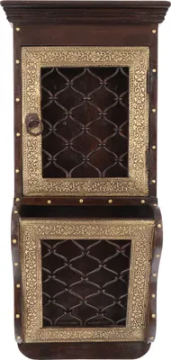 Produktbild von Indischer Schlüsselkasten mit Briefablage im Kolonialstil - Muster 16, Braun, Holz, 59*26*12 cm, Dosen, Boxen & Schatullen