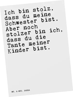 Produktbild von Mr. & Mrs. Panda Grußkarte Ich bin stolz, dass... - Weiß - Geschenk, Schwester, Tante, Postkarte, Kunstkarten, Postkarten, Geburt, Sprüche, stolz, einzelkarte