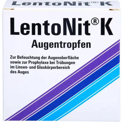 Immagine prodotto di Lento Nit K collirio confezione da 3 gocce per l'idratazione della superficie oculare e per la profilassi in caso di opacità del cristallino e del corpo vitreo dell'occhio, soluzione da 30 ml