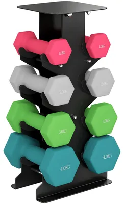 Produktbild von SPORTNOW Hanteln Set 4 Paar Kurzhanteln mit Aufbewahrungsständer 1-4 kg