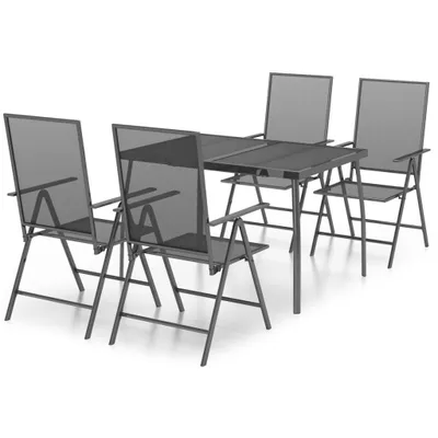 Produktbild von vidaXL 5-tlg. Garten-Essgruppe Anthrazit Stahl