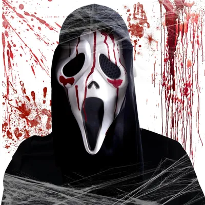 Halloween Horror Scream Maske, Latex, Totenkopf, Kapuze, Grusel