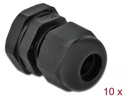 Produktbild von DeLOCK Kabelverschraubung PG11 10 Stück schwarz, Schwarz, Kunststoff, 10 Stück(e), PG11, 1 cm, IP68
