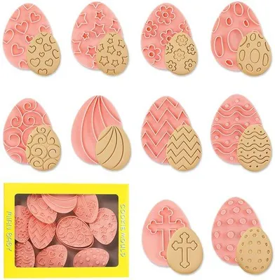Produktbild von Ostereierformen - Set aus 8 Ostereierformen, 3D Ostereierformen, Eier-Hase-Formen für Kinder, Ostereierformen, Keksformen, Stempel für Selbstbacken und Fondant
