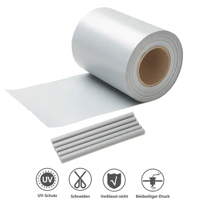 Produktbild von Jopassy Sichtschutzstreifen Verschiedene Doppelstabmatten PVC Zaun Folie Gartenzaun Reflexionsarm mit Clips 8 Rollen á 70m x 19cm Grau