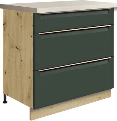 Obrázek produktu pro GLAMOUR GREEN 22D – spodní skříňka 80 cm s 3 zásuvky, tmavě zelená matná