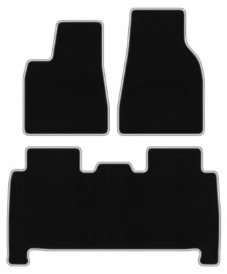 Produktbild von Fußmatten Automatten Velours Schwarz/Silber für Tesla Model X 2016- Set 3-tlg