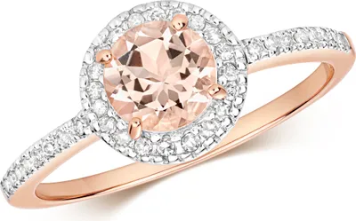 Image de Bague Femme Or Rose 375/1000 et Diamant Brillant 0.14 Carat H - PK avec Morganite, 51 (16.2); TRS37448RSL