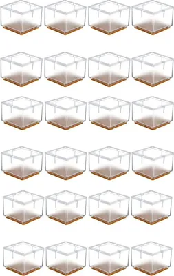 Produktbild von 24 x Stuhlbeinkappen Silikon Stuhlbein Fußboden Schutz Möbel Tischabdeckung Furniture Tisch Hocker Bein Covers Pads Protectors für 30-35MM Quadratisch Beine (Transparent)