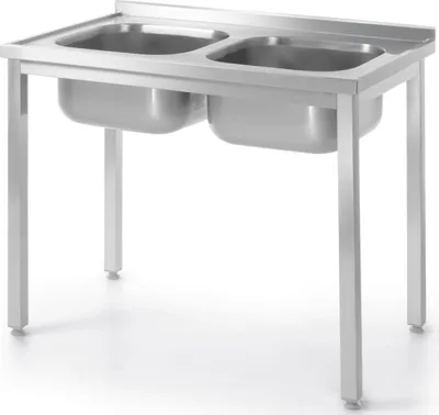 Immagine prodotto di Scrivania con lavello a due scomparti senza ripiano Budget Line - prefabbricata, HENDI, Budget Line, due lavelli, 1000x600x(H)850mm