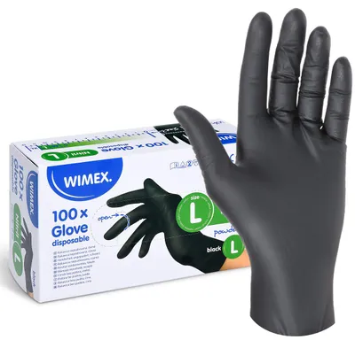Obrázok produktu pre rukavice jednorazové, nitrilové, nepudrované, čierne L (100ks v bal) 68192