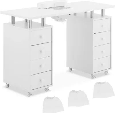 Produktbild von Kosmetische Maniküre Schreibtisch mit Kanister 8 Schubladen 119 x 45 x 77 cm