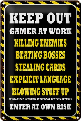 Produktbild von Blechschild Spruch 20x30cm Keep Out gamer at work killing
