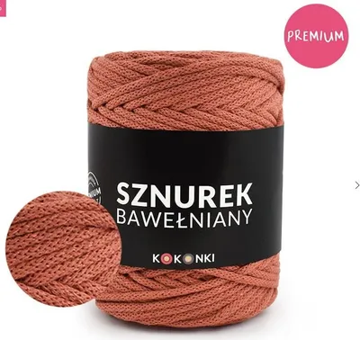 Zdjęcie produktu dla PREMIUM sznurek bawełniany by KOKONKI 5mm / rolka 100m / cegła - OUTLET