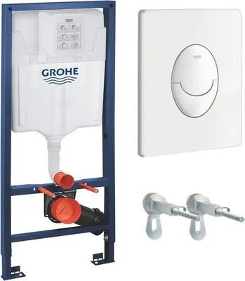 Produktbild von Grohe 3 in 1 Set Rapid SL Vorwandelement für Wand-WC mit Betätigungsplatte Skate Air in weiß und Wandwinkeln