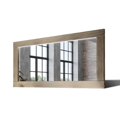 Produktbild von 200x70 Rechteckig Rustikal Wandspiegel mit Rahmen massivholz Eichenholz mit Beleuchtung Horizontal | Individuell Spiegel Nach Maß | LDR225 Oak Raw Glatte Oberfläche