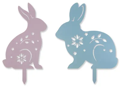 Metall-Osterhase Bodenstäbe, Gartendekoration, Grün, 1 Stück