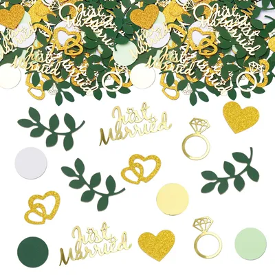 Productafbeelding van Huwelijksconfetti Just Married set met 200 stuks hartjes en decoratie