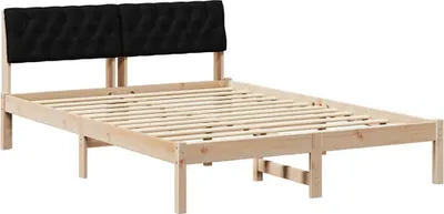 Produktbild von vidaXL Bettgestell Braun und Schwarz 140 x 190 cm Massivholz Kiefer