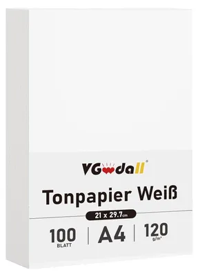 100 Blatt A4 Farbpapier, 120 g/m², weiß, für Basteln & Scrapbooking