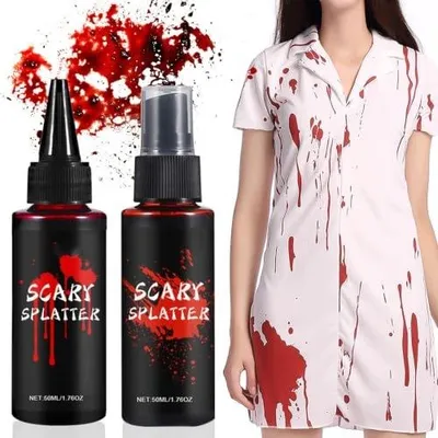 Zdjęcie produktu dla Sztuczna krew spray krople halloween makijaż efekt ran zestaw 2