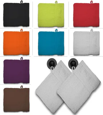 Produktbild von 2er Set Waschhandschuhe Waschhandschuh Waschlappen 16x21 cm Frottee Baumwolle, Farbe:Silber
