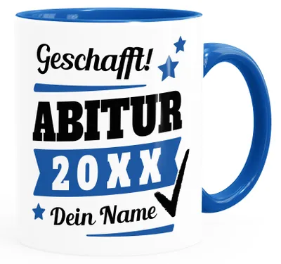 Produktbild von SpecialMe® Tasse Abitur Abi mit Name und Jahr personalisiert Geschenk Abiturient Schulabschluss Tochter Sohn inner-royal Keramik-Tasse