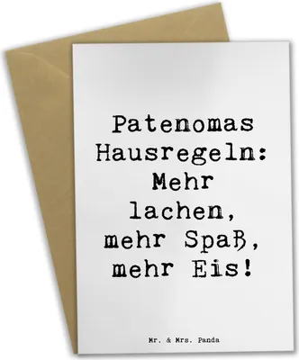 Produktbild von Mr. & Mrs. Panda Grußkarte Spruch Patenoma Hausregeln - Weiß - Geschenk, Weihnachten, Familie, Lachen, Großmutter, osterkarten, genesungskarte, Verwandte, Grußkarten