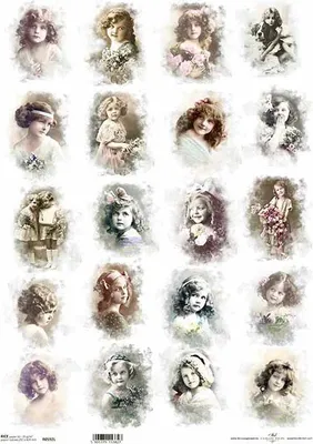 Immagine prodotto di ITD carta di riso per decoupage A3 vintage, volti, bambini 0592L