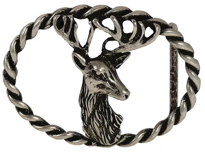 Produktbild von Ovale Metall-Schnalle mit Hirschkopf-Motiv 9 x 6,6 cm für Wechselgürtel