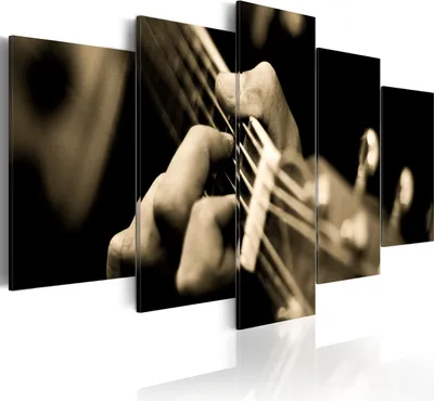 Produktbild von Leinwandbilder Musik 200x100 cm Vlies Leinwandbild 5 tlg Kunstdruck modern Wandbilder XXL Wanddekoration Design Wand Bild - Gitarre Instrument 030205-9